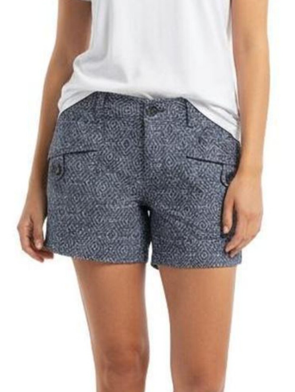 Marmot Navy Diamond-Print Women's Active Bermuda Shorts, Size 8